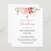 Papier Budget Aquarelle rose Floral Fille Christening (Devant / Derrière)