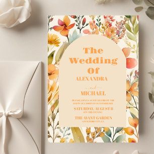 Papier Budget Aquarelle rose orange Fleur sauvage Mariage