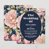 Papier Budget Aquarelle rose Peony Art Nouveau Mariage (Devant / Derrière)