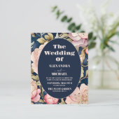 Papier Budget Aquarelle rose Peony Art Nouveau Mariage (Debout devant)