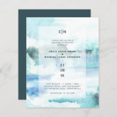 Papier Budget Aquarelle Turquoise Aqua Beach Invitations (Devant / Derrière)