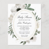 Papier Budget Aquarelle verte Baby shower Invitation (Devant)