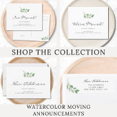 Papier Budget Aquarelle verte Faire-part de déplacement