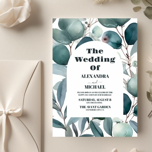 Papier Budget Aquarelle verte Mariage Eucalyptus