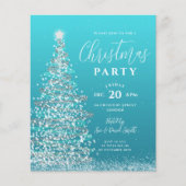 Papier Budget Arbre de Noël Argent Turquoise Invitation d (Devant)
