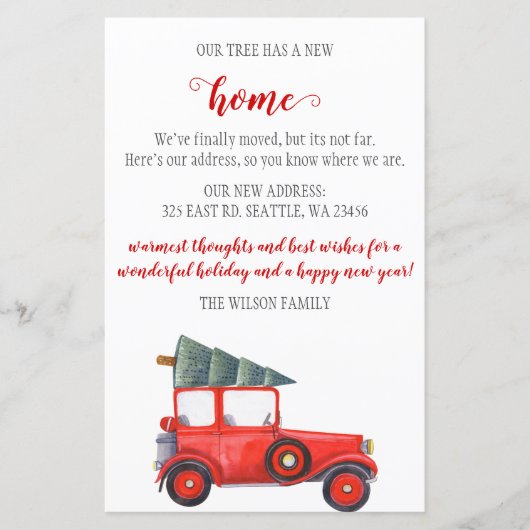 Papier Budget Arbre de Noël voiture Nous avons déménagé C (Devant)