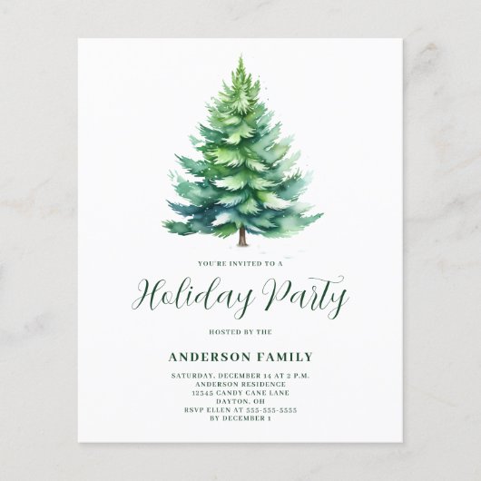 Papier Budget Arbre Noël Fête Invitation (Devant)
