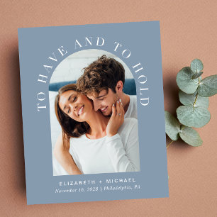 Papier Budget Arc moderne photo Dusty Blue Wedding Invita