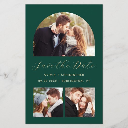 Papier Budget Arch 3-Photo Collage vert QR Enregistrer la (Devant)