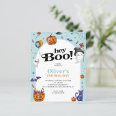 Papier BUDGET Arch bleu Hey Boo Halloween Anniversaire de (Debout devant)