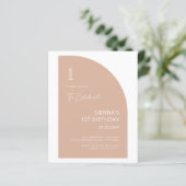 Papier Budget Arch Blush Pink 1er anniversaire Invitation (Debout devant)