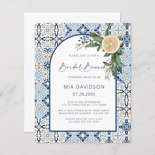 Papier Budget Arch Lemon Amalfi Positano Bridal Brunch (Devant / Derrière)