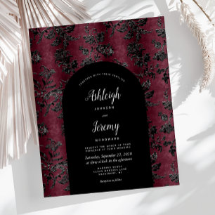 Papier Budget Arch Moody Bourgogne Noir Damassé Mariage