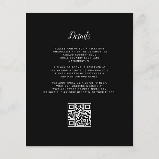 Papier Budget Arch Moody Bourgogne Noir QR Code Mariage (Dos)
