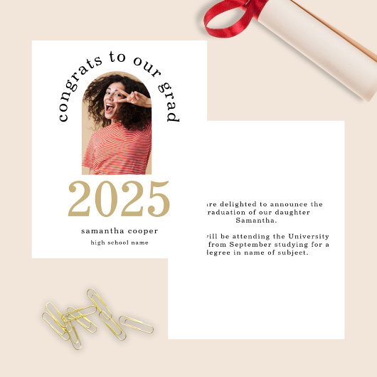 Papier Budget Arch Photo 2025 Grad White Faire-part