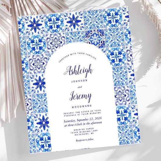 Papier Budget Arch Portugais Carrelage Bleu Invite Mariag