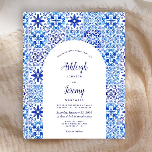 Papier Budget Arch Portugais Carrelage Bleu Invite Mariag