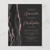 Papier Budget Ardoise Noir Rose Or Agate Mariage Invitati (Devant)