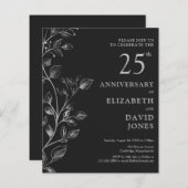 Papier Budget Argent 25e anniversaire Mariage Invitation (Devant / Derrière)