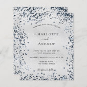 Papier Budget argent bleu marine faire-part de mariage (Devant / Derrière)