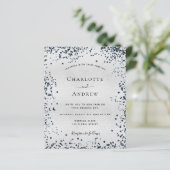 Papier Budget argent bleu marine faire-part de mariage (Debout devant)