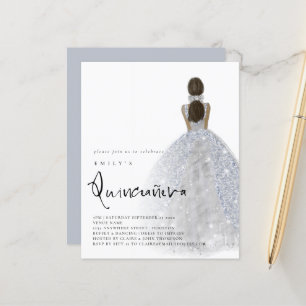 Papier Budget Argent Gown Dark Hair QR Quinceañera