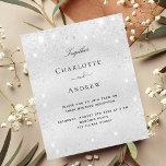 Papier Budget argent parties scintillant élégante mariage<br><div class="desc">Une faire-part de mariage moderne,  élégante et minimaliste. Arrière - plan métallique argenté Faux décoré de poussière de parties scintillant imitation. Personnalisez et ajoutez vos noms et les détails du mariage. Lettres de couleur noire.</div>