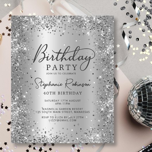 Papier Budget Argent Parties scintillant métal 40e annive