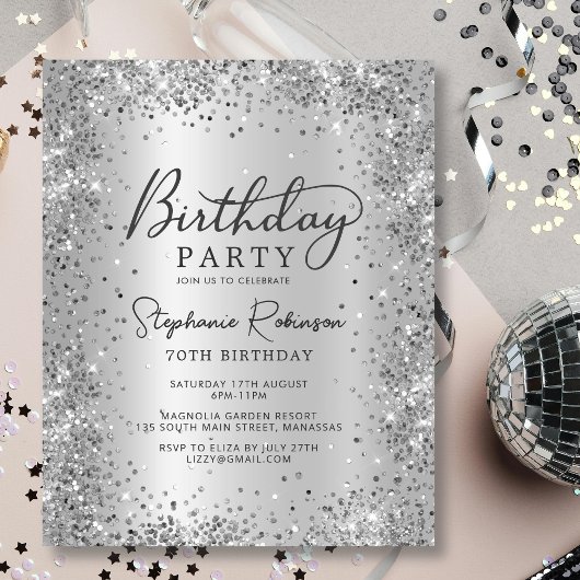 Papier Budget Argent Parties scintillant Métal 70e annive