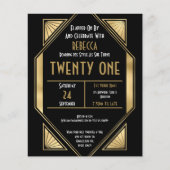 Papier Budget Art Déco 21e anniversaire Gold Invitation n (Devant)