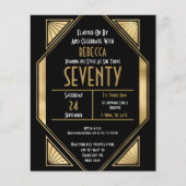Papier Budget Art déco 70e anniversaire Gold Invitation n (Devant)