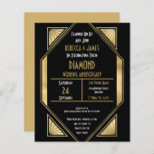 Papier Budget Art Déco Mariage diamant Anniversaire Invit (Devant / Derrière)