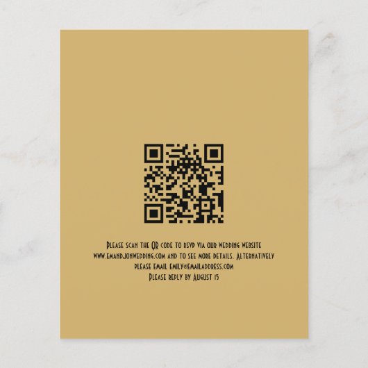 Papier Budget Art déco or noir QR Faire-part de mariage (Dos)