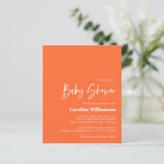 Papier Budget Artsy Abstrait Botanical Orange Baby shower (Debout devant)