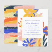 Papier Budget Artsy Abstrait Floral Faire-part de mariage (Devant / Derrière)