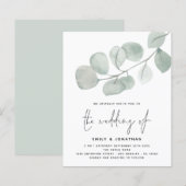 Papier BUDGET Artsy Eucalyptus Script Wedding Invitation (Devant / Derrière)