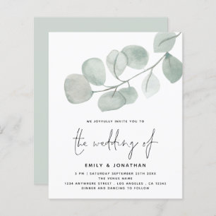 Papier BUDGET Artsy Eucalyptus Script Wedding Invitation