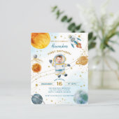 Papier Budget Astronaut Boy Space 1st Birthday Photo (Debout devant)