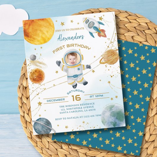 Papier Budget Astronaut Boy Space 1st Birthday Photo
