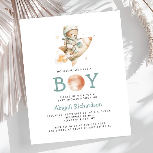 Papier Budget Astronaut Teddy Bear Boy Baby Shower