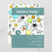 Papier BUDGET Astronaute de l'espace Invitation de fête d (Devant / Derrière)