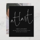 Papier Budget Au Dernier Black Script Photo Fiançailles (Devant / Derrière)