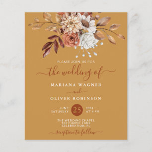 Papier Budget Automne Aquarelle Florale sur Mariage Or