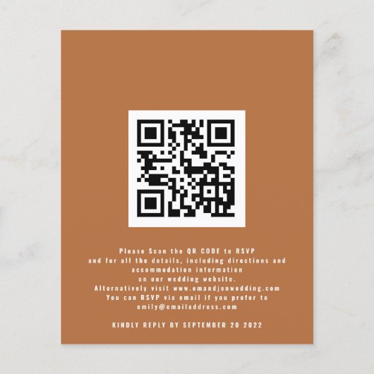 Papier Budget Automne Arbres Photo QR Mariage Terracotta (Dos)