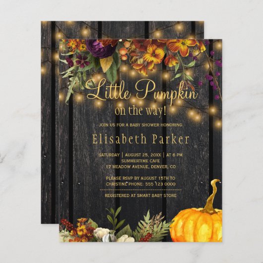 Papier Budget automne automne automne baby shower invitat (Devant / Derrière)