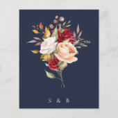 Papier Budget Automne automne Floral Marine Mariage bleu (Dos)