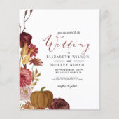 Papier Budget Automne Citrouille Invitation Mariage (Devant)