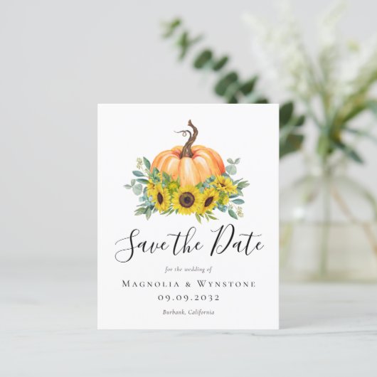 Papier BUDGET Automne Citrouille Mariage Enregistrer La D (Debout devant)