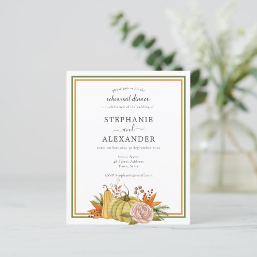 Papier Budget Automne Citrouille Mariage répétition QR In (Debout devant)