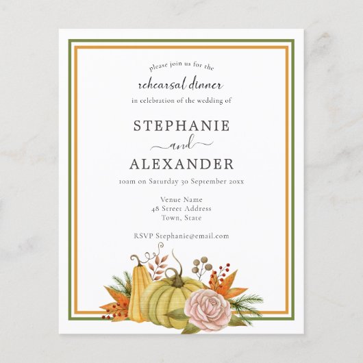 Papier Budget Automne Citrouille Mariage répétition QR In (Devant)